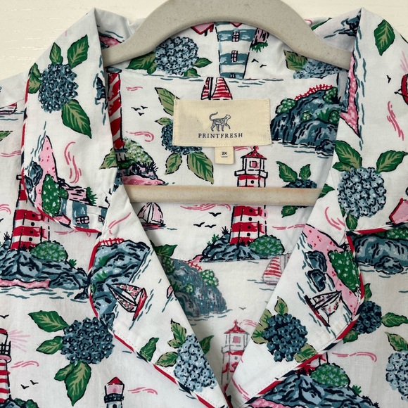 Printfresh Lighthouse Print Short 2-Piece Pajama Set NWT size 2X - Picture 11 of 16